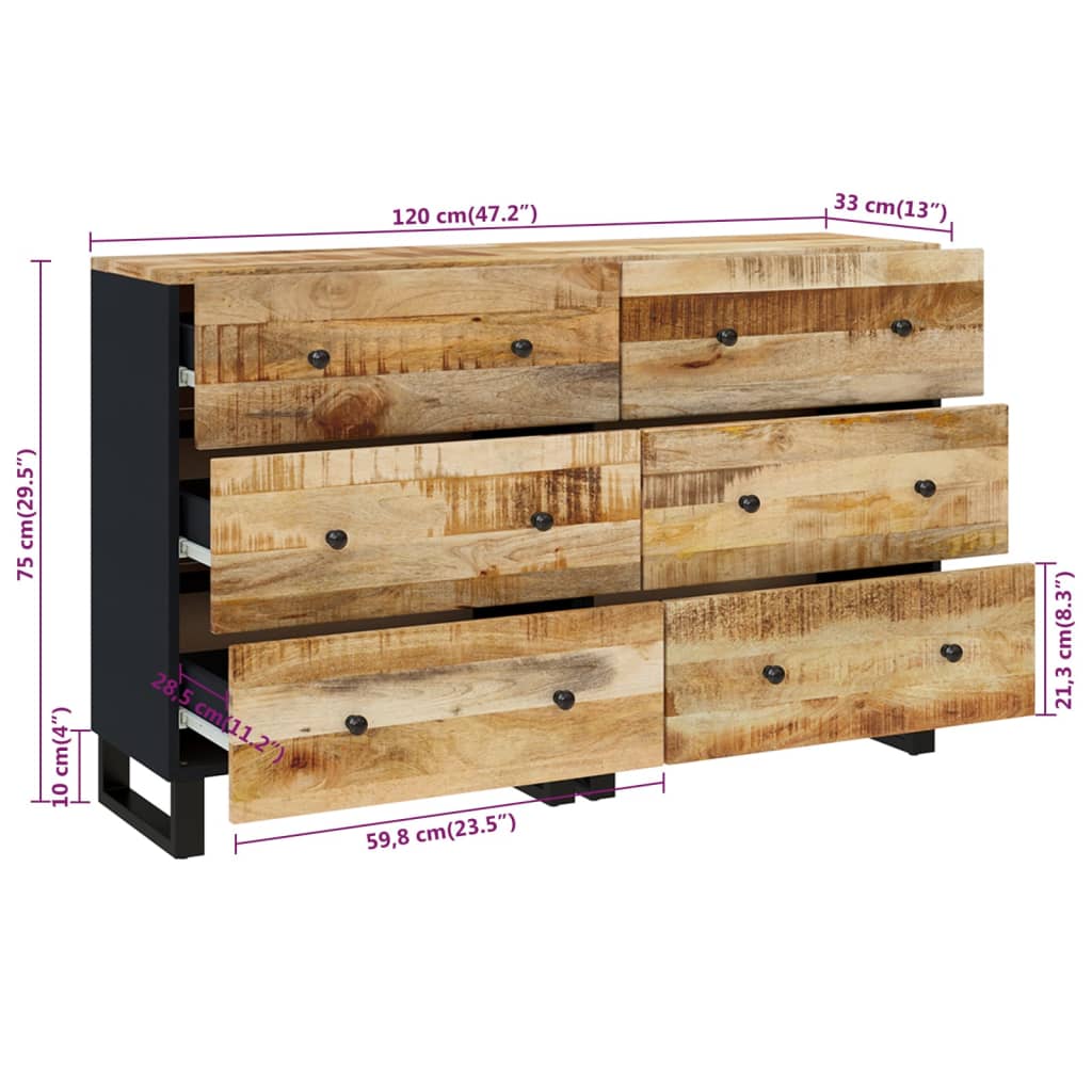 Senkit 2 kpl 60x33x75 cm karkea mangopuu - Sisustajankoti.fi