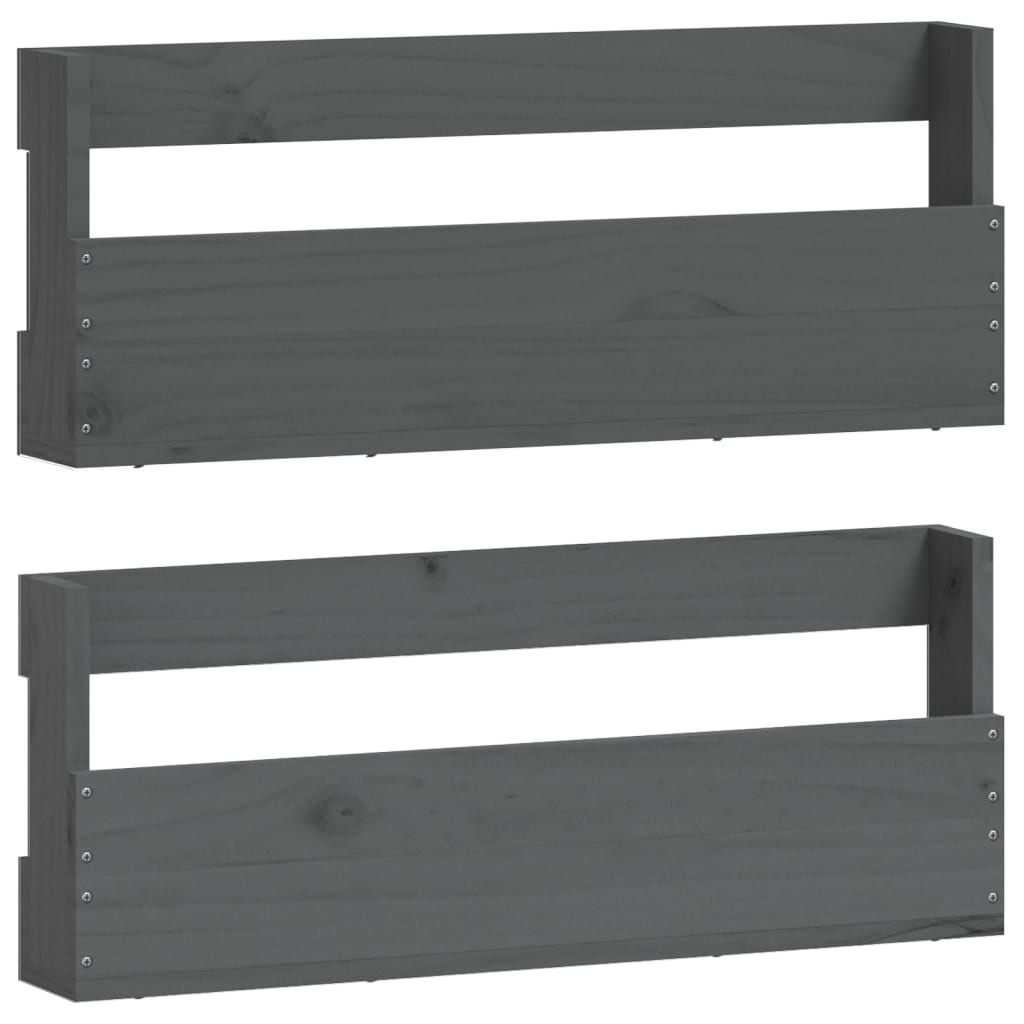 Seinäkenkätelineet 2 kpl harmaa 59x9x23 cm täysi mänty - Sisustajankoti.fi