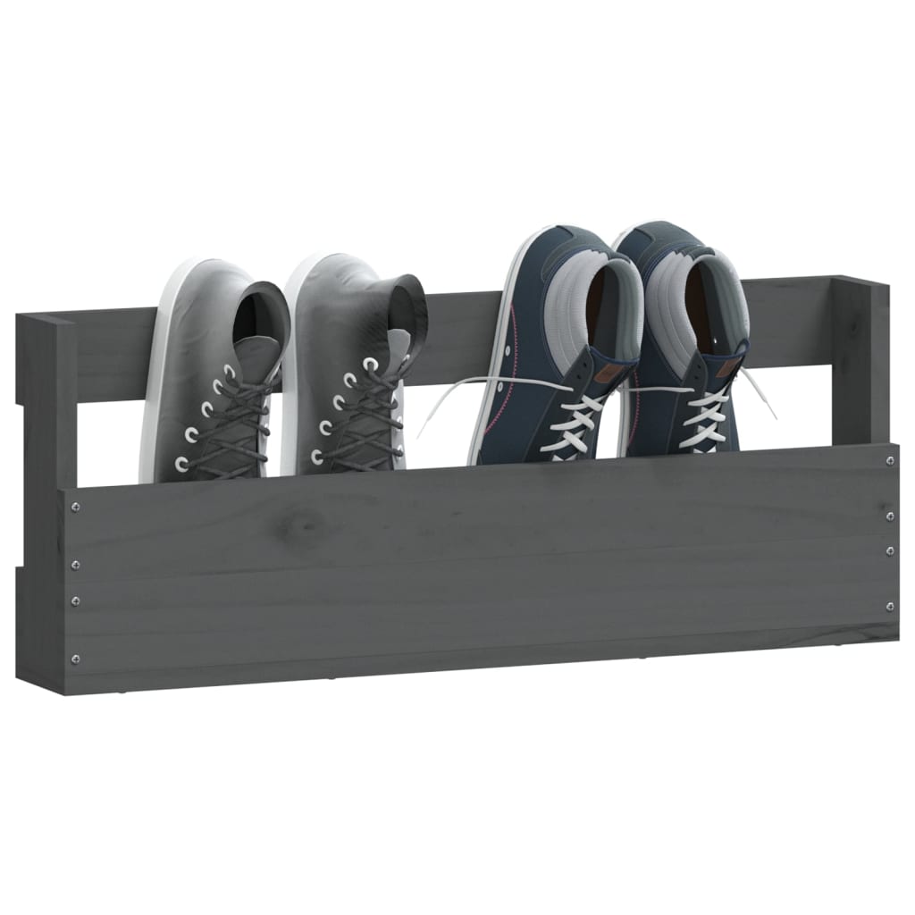Seinäkenkätelineet 2 kpl harmaa 59x9x23 cm täysi mänty - Sisustajankoti.fi