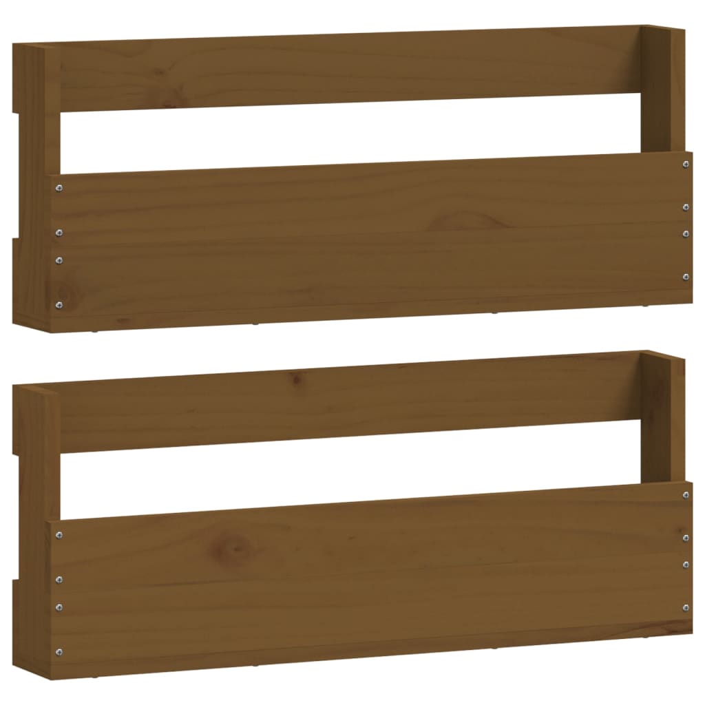 Seinäkenkätelineet 2 kpl hunajanruskea 59x9x23 cm täysi mänty - Sisustajankoti.fi