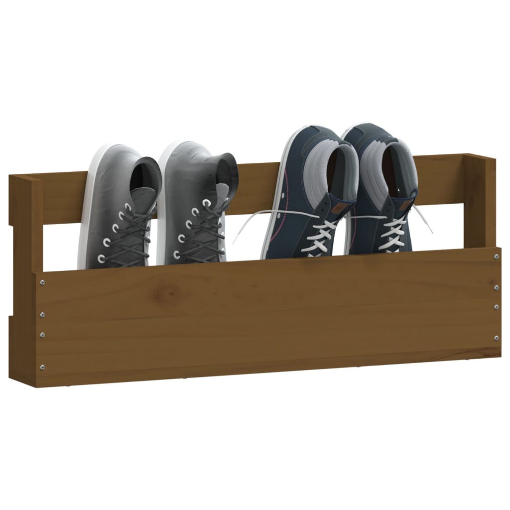 Seinäkenkätelineet 2 kpl hunajanruskea 59x9x23 cm täysi mänty - Sisustajankoti.fi