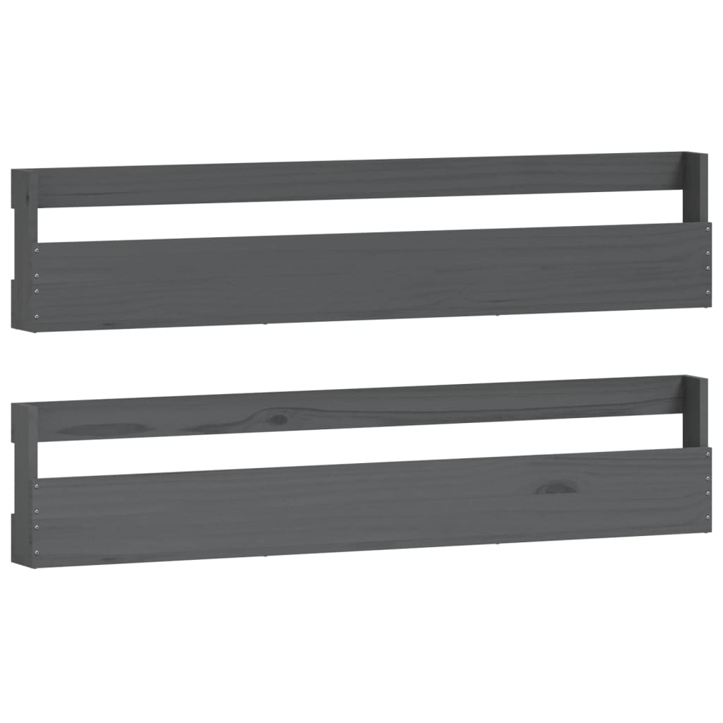 Seinäkenkätelineet 2 kpl harmaa 110x9x23 cm täysi mänty - Sisustajankoti.fi