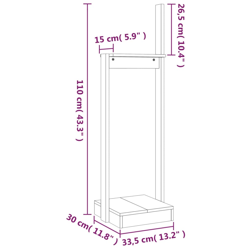 Klapiteline musta 33,5x30x110 cm täysi mänty - Sisustajankoti.fi