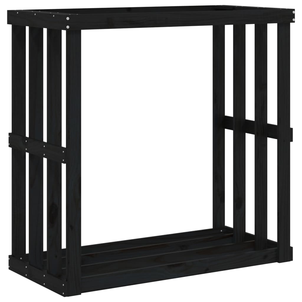 Polttopuuteline ulos musta 108x52x106 cm täysi mänty - Sisustajankoti.fi