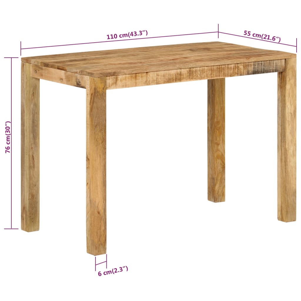 Ruokapöytä 110x55x76 cm täysi mangopuu - Sisustajankoti.fi
