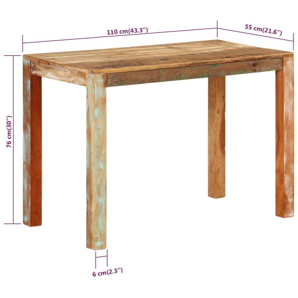 Ruokapöytä 110x55x76 cm kierrätetty täyspuu - Sisustajankoti.fi
