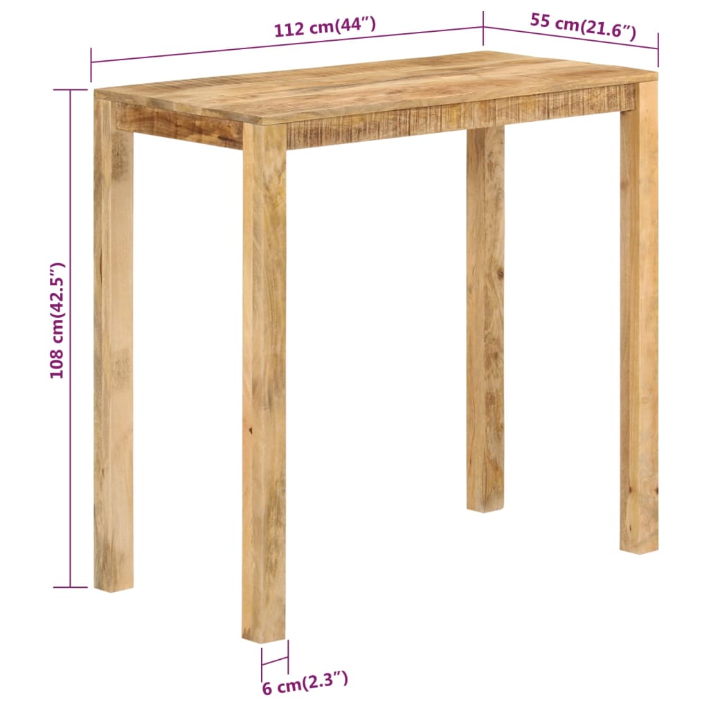 Baaripöytä 112x55x108 cm täysi mangopuu - Sisustajankoti.fi