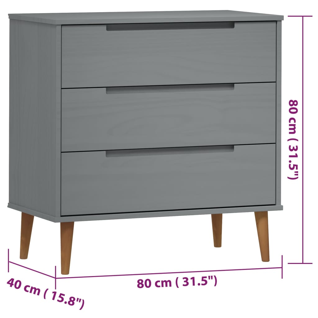 Kaappi MOLDE harmaa 80x40x80 cm täysi mänty - Sisustajankoti.fi