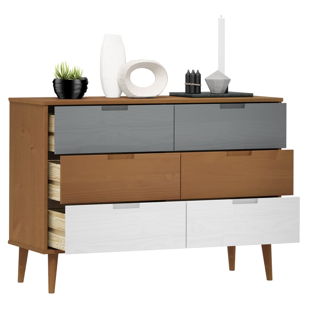 Kaappi MOLDE ruskea 113x40x80 cm täysi mänty - Sisustajankoti.fi