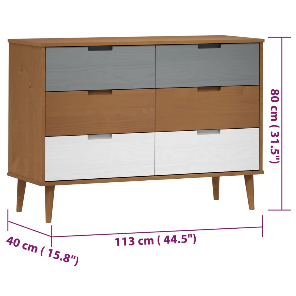 Kaappi MOLDE ruskea 113x40x80 cm täysi mänty - Sisustajankoti.fi