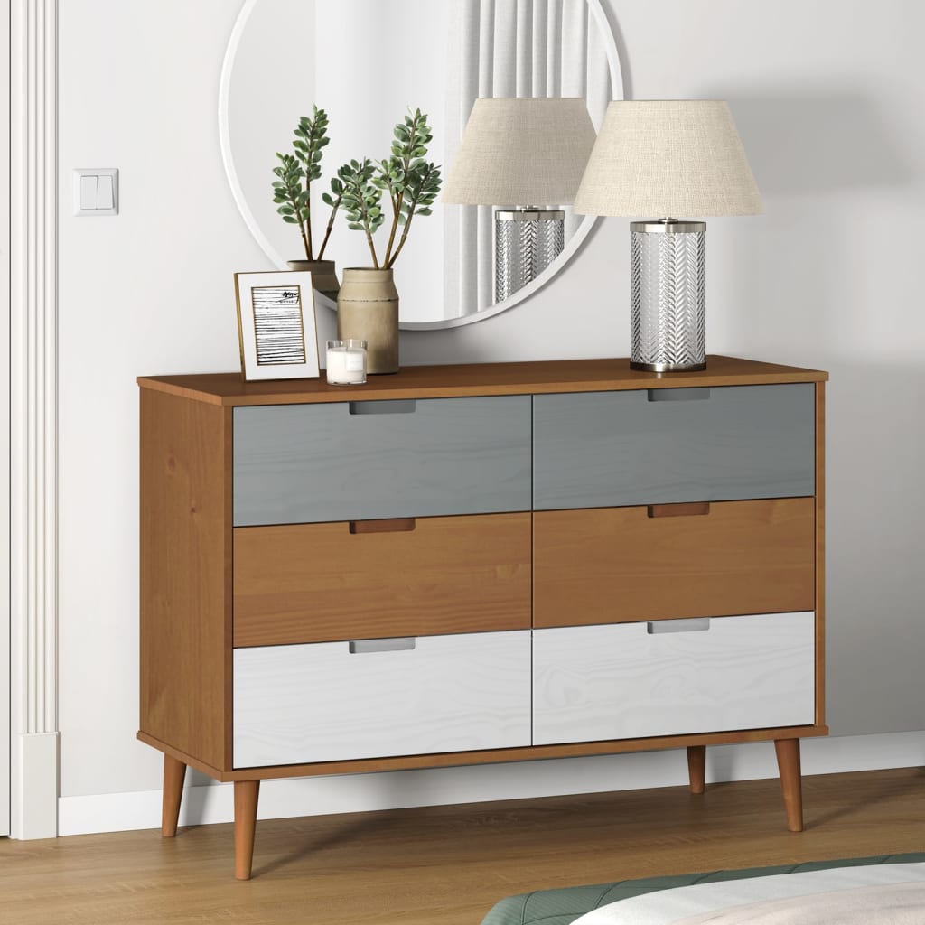 Kaappi MOLDE ruskea 113x40x80 cm täysi mänty - Sisustajankoti.fi