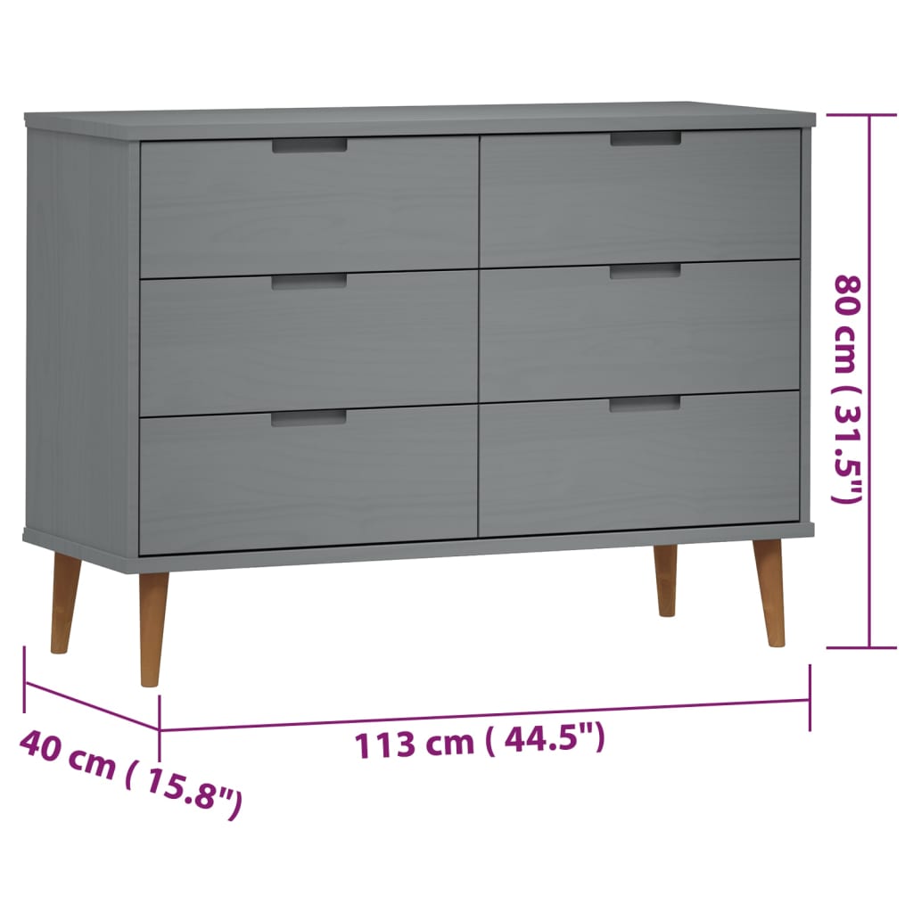 Kaappi MOLDE harmaa 113x40x80 cm täysi mänty - Sisustajankoti.fi