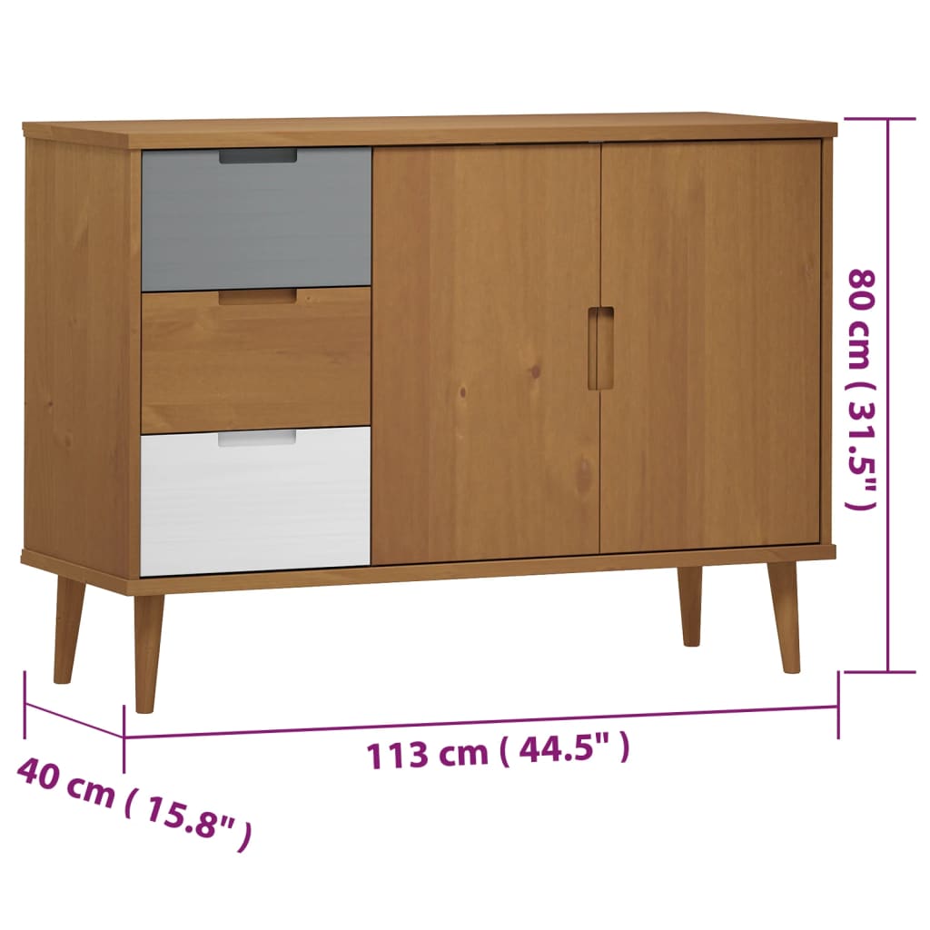 Sivupöytä MOLDE ruskea 113x40x80 cm täysi mänty - Sisustajankoti.fi