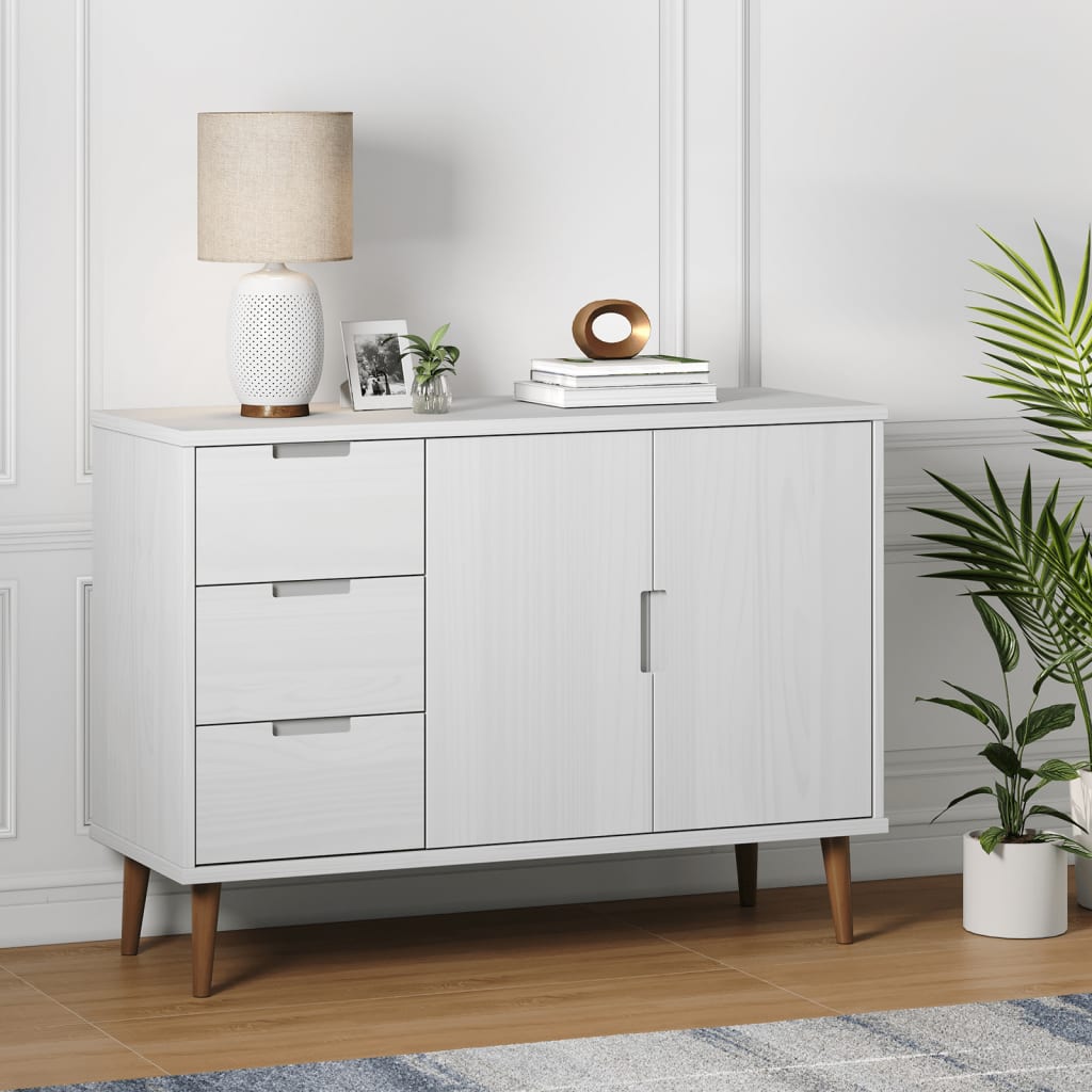 Sivupöytä MOLDE valkoinen 113x40x80 cm täysi mänty - Sisustajankoti.fi