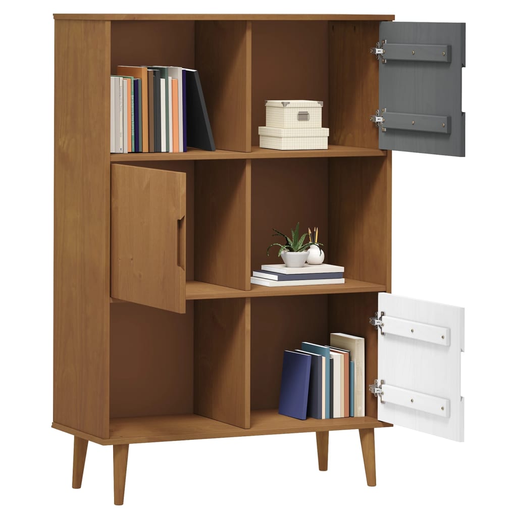Kirjahylly MOLDE ruskea 90x35x133,5 cm täysi mänty - Sisustajankoti.fi