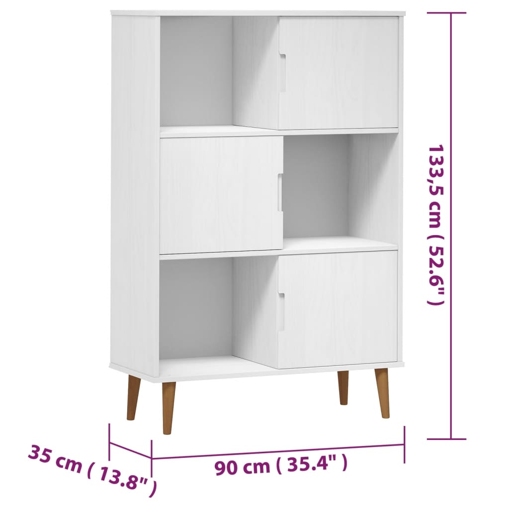 Kirjahylly MOLDE valkoinen 90x35x133,5 cm täysi mänty - Sisustajankoti.fi