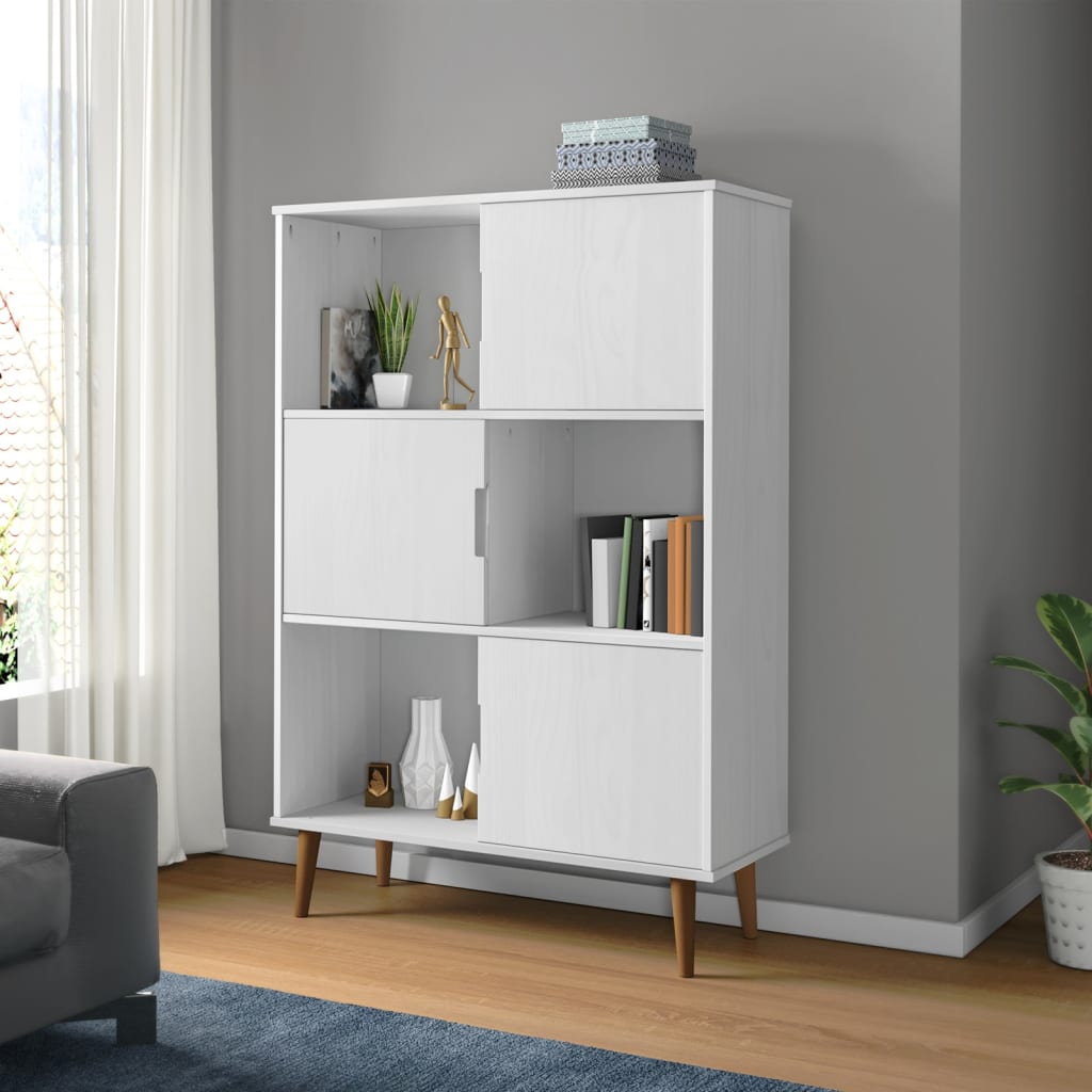 Kirjahylly MOLDE valkoinen 90x35x133,5 cm täysi mänty - Sisustajankoti.fi