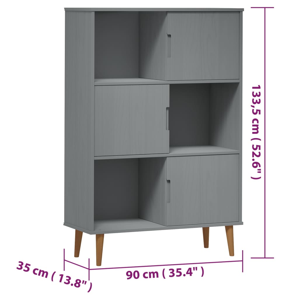 Kirjahylly MOLDE harmaa 90x35x133,5 cm täysi mänty - Sisustajankoti.fi