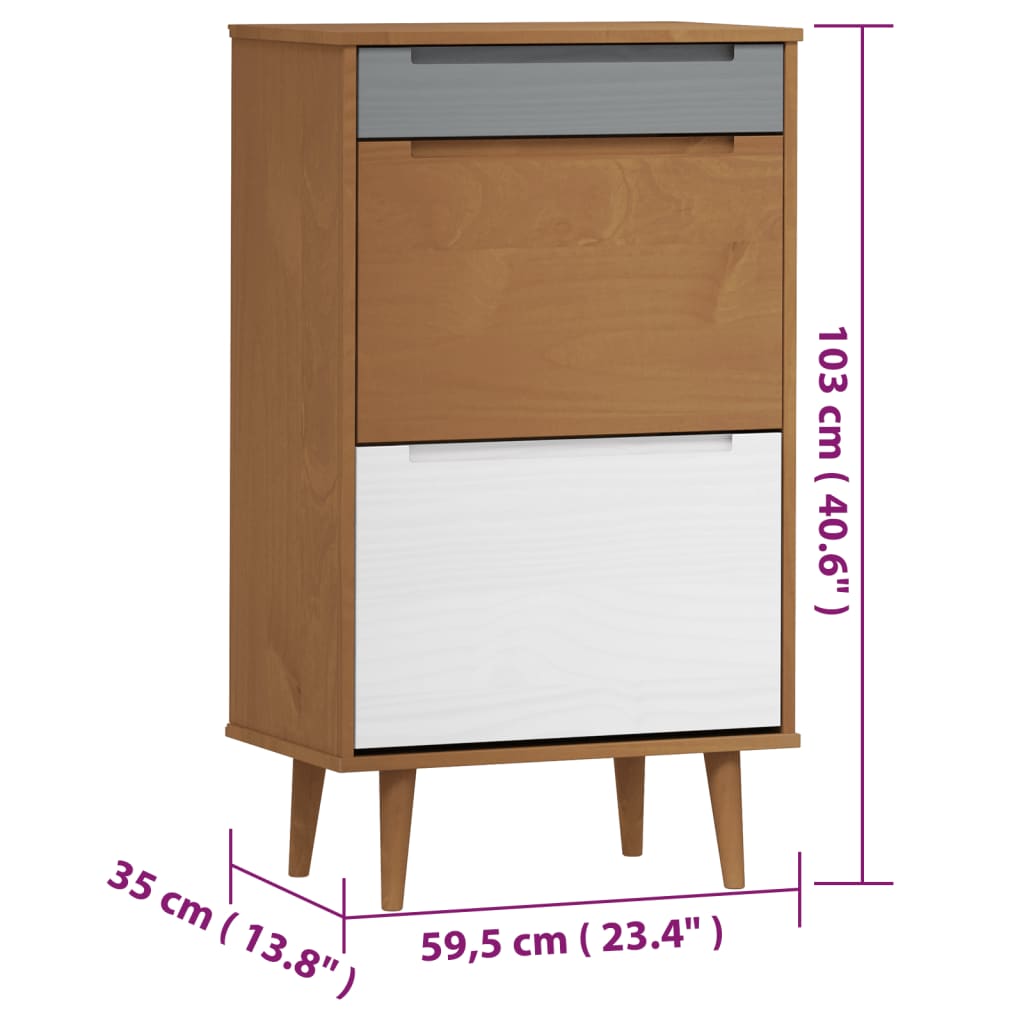 Kenkäkaappi MOLDE ruskea 59,5x35x103 cm täysi mänty - Sisustajankoti.fi