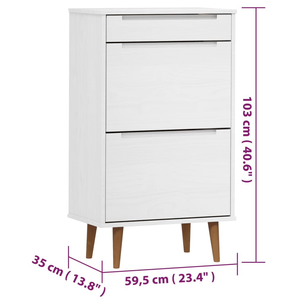 Kenkäkaappi MOLDE valkoinen 59,5x35x103 cm täysi mänty - Sisustajankoti.fi
