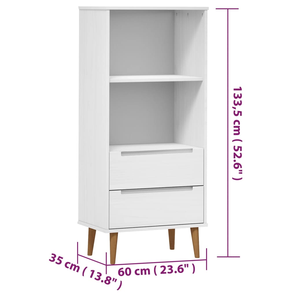 Kirjahylly MOLDE valkoinen 60x35x133,5 cm täysi mänty - Sisustajankoti.fi