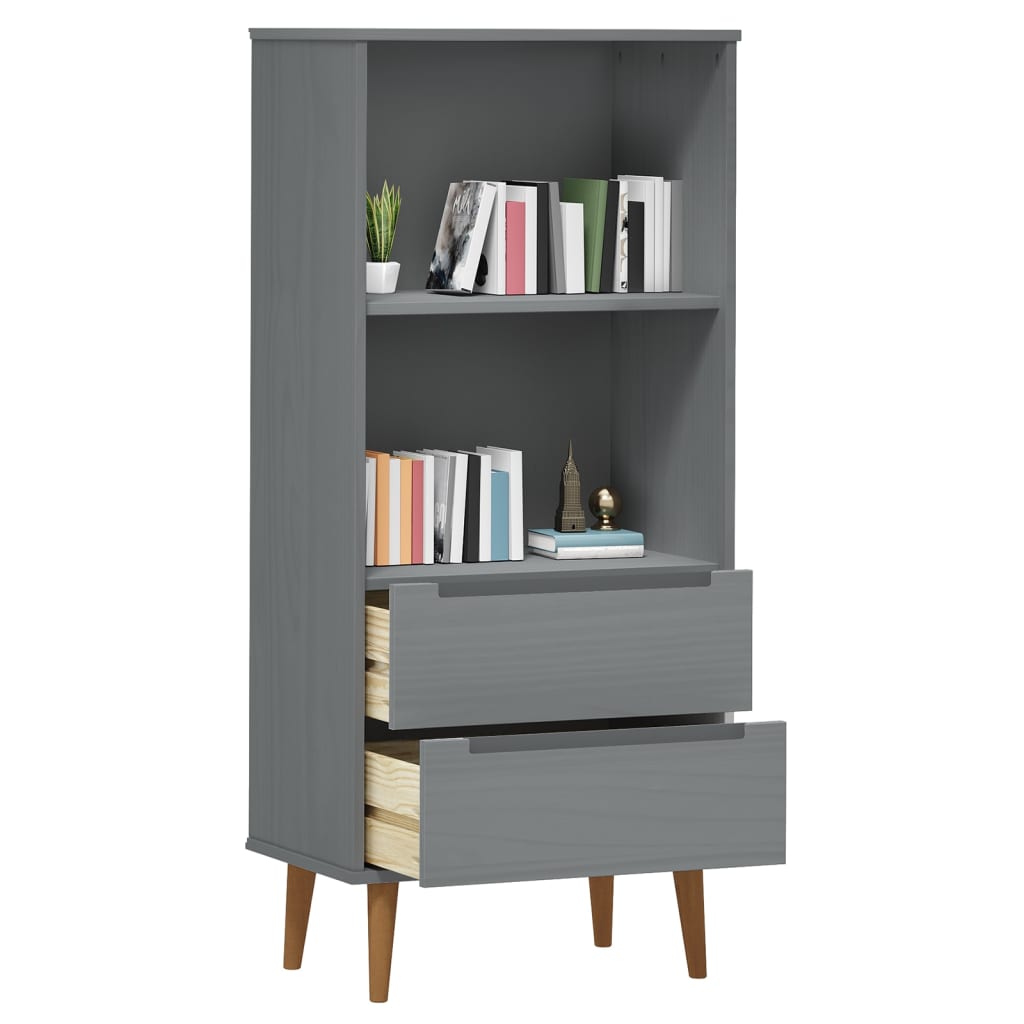 Kirjahylly MOLDE harmaa 60x35x133,5 cm täysi mänty - Sisustajankoti.fi