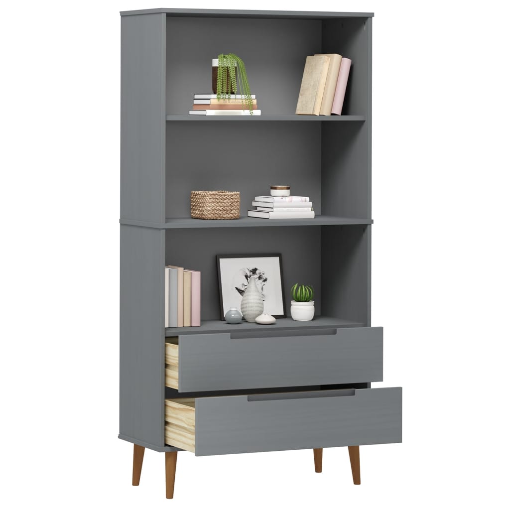 Kirjahylly MOLDE harmaa 85x35x170,5 cm täysi mänty - Sisustajankoti.fi