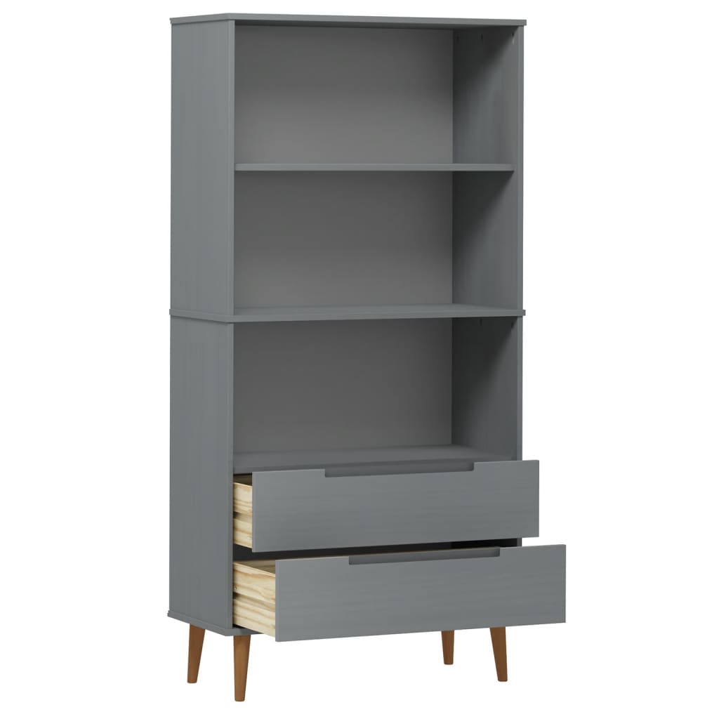 Kirjahylly MOLDE harmaa 85x35x170,5 cm täysi mänty - Sisustajankoti.fi