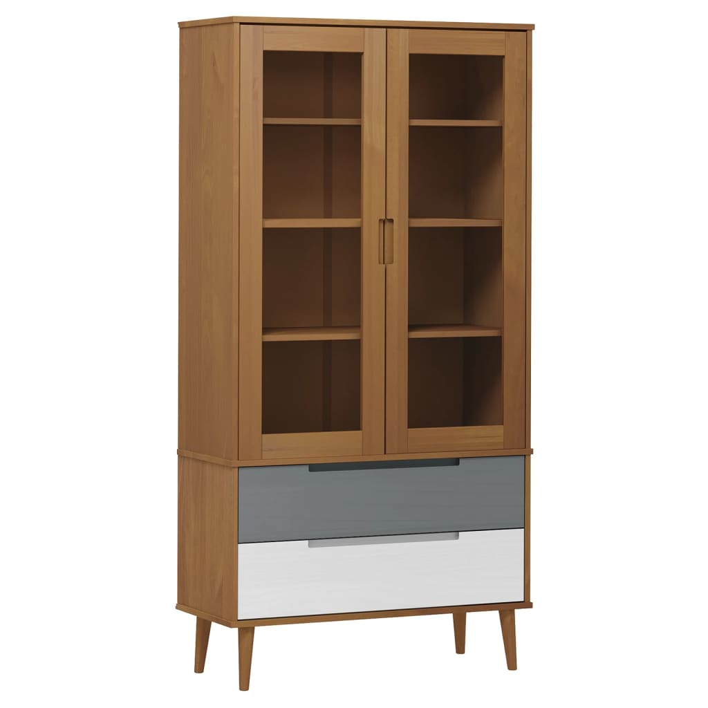Lasikaappi MOLDE ruskea 90x35x175 cm täysi mänty - Sisustajankoti.fi