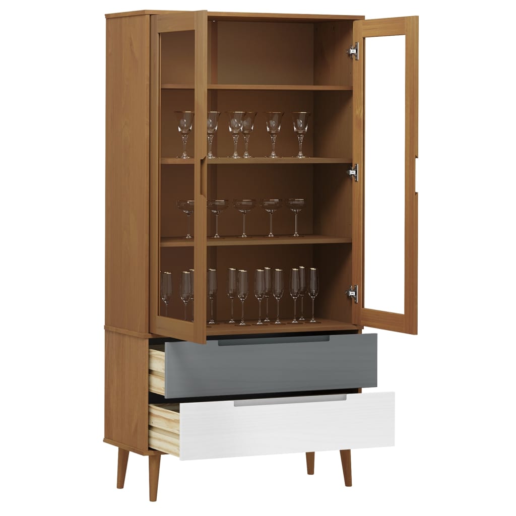 Lasikaappi MOLDE ruskea 90x35x175 cm täysi mänty - Sisustajankoti.fi
