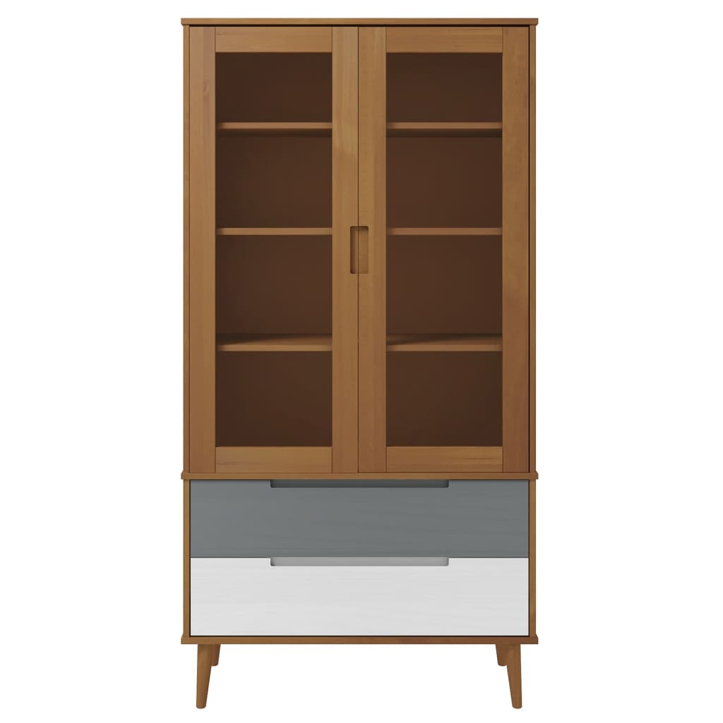 Lasikaappi MOLDE ruskea 90x35x175 cm täysi mänty - Sisustajankoti.fi