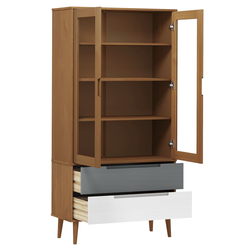Lasikaappi MOLDE ruskea 90x35x175 cm täysi mänty - Sisustajankoti.fi