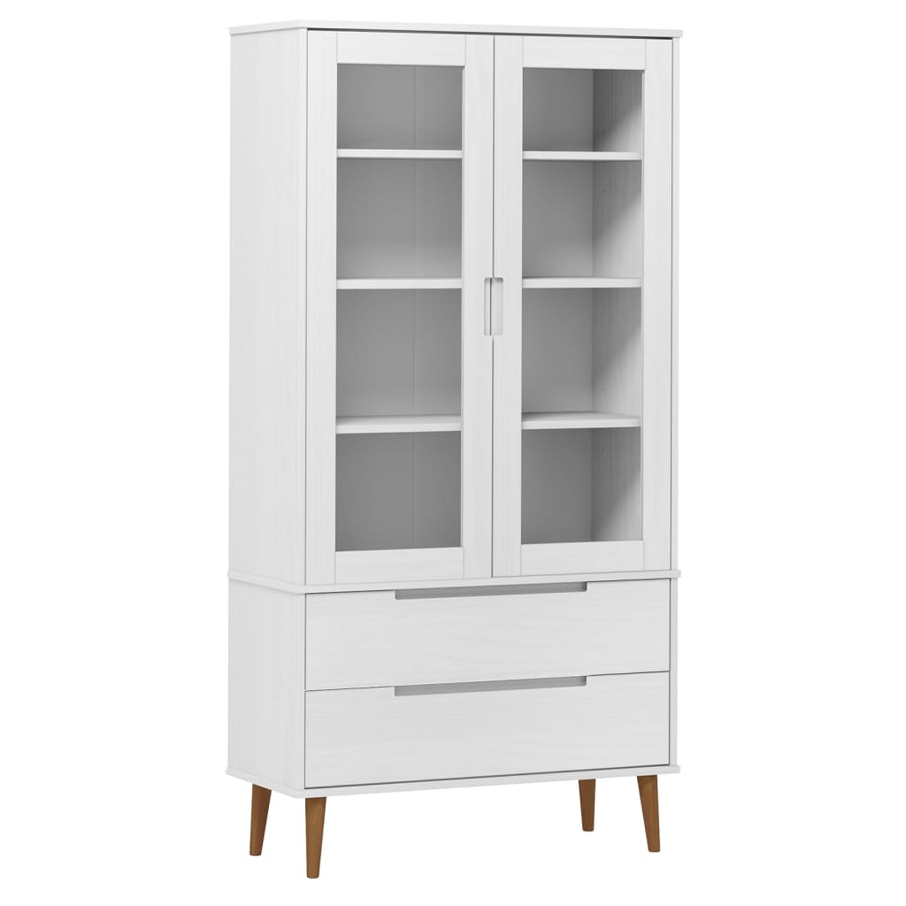Lasikaappi MOLDE valkoinen 90x35x175 cm täysi mänty - Sisustajankoti.fi