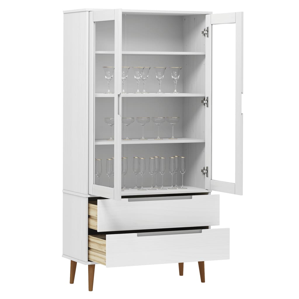 Lasikaappi MOLDE valkoinen 90x35x175 cm täysi mänty - Sisustajankoti.fi