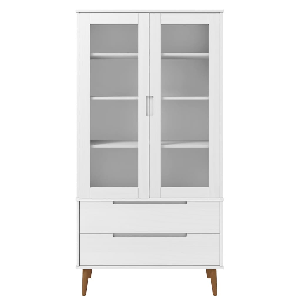 Lasikaappi MOLDE valkoinen 90x35x175 cm täysi mänty - Sisustajankoti.fi