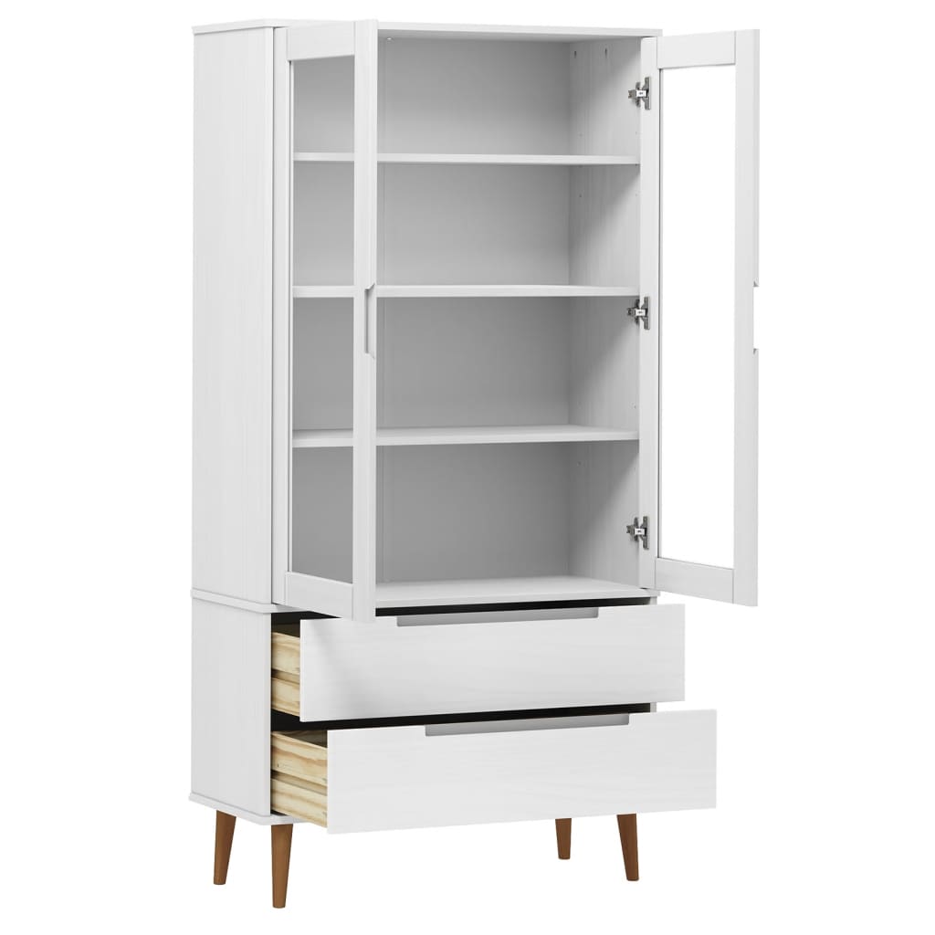Lasikaappi MOLDE valkoinen 90x35x175 cm täysi mänty - Sisustajankoti.fi