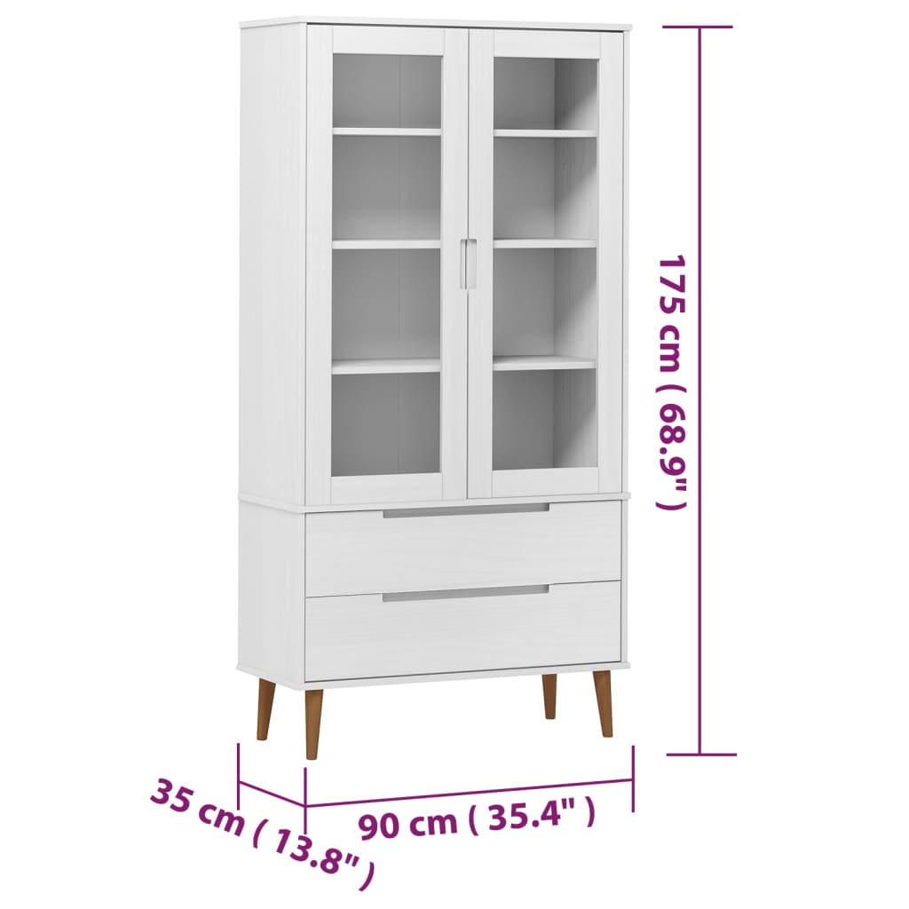 Lasikaappi MOLDE valkoinen 90x35x175 cm täysi mänty - Sisustajankoti.fi