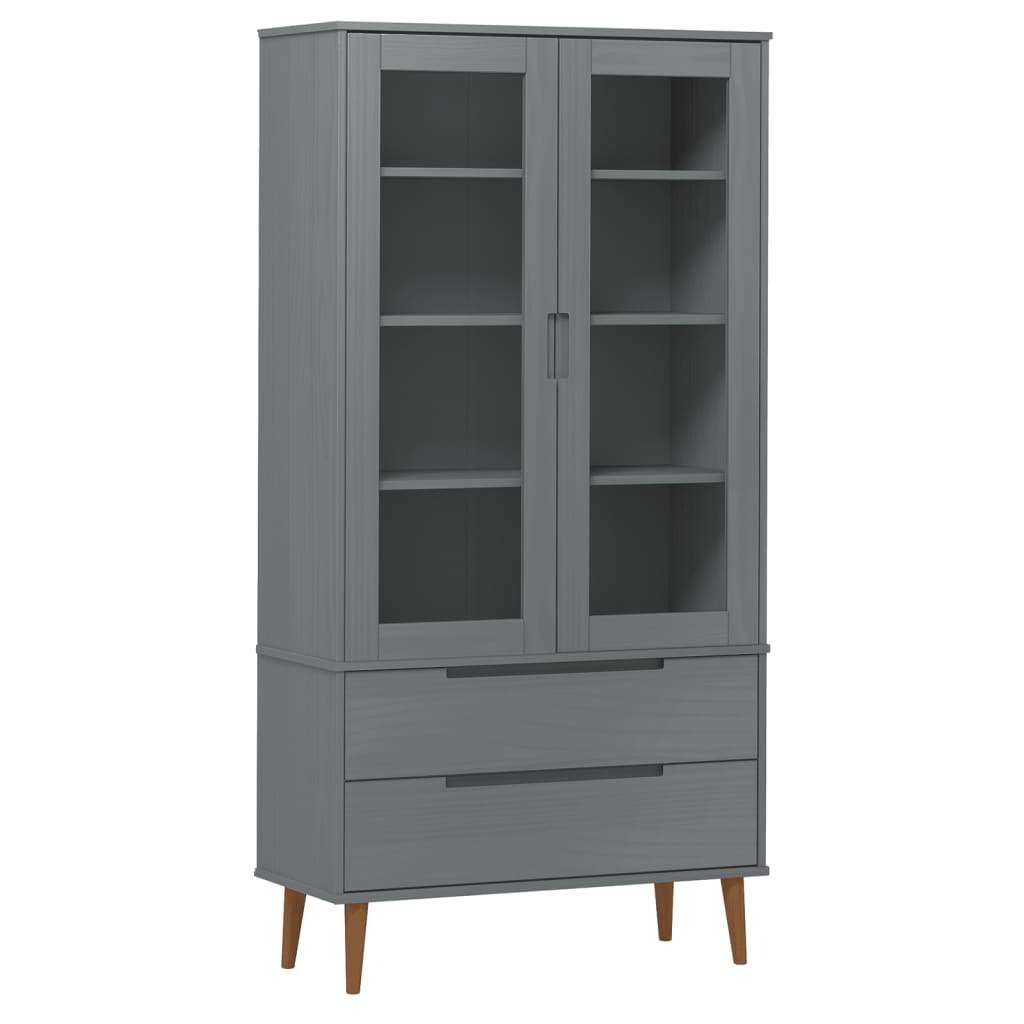 Lasikaappi MOLDE harmaa 90x35x175 cm täysi mänty - Sisustajankoti.fi