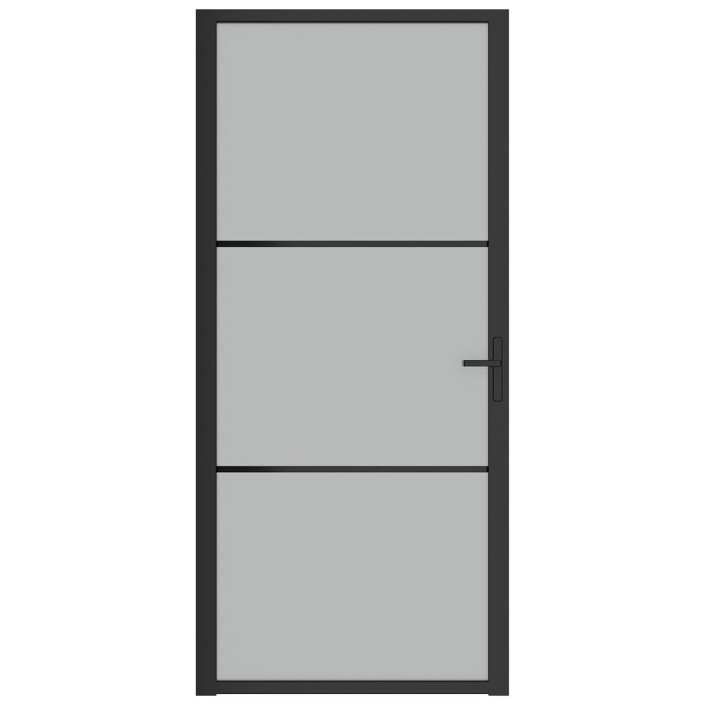 Sisäovi 93x201,5 cm musta mattalasi ja alumiini - Sisustajankoti.fi