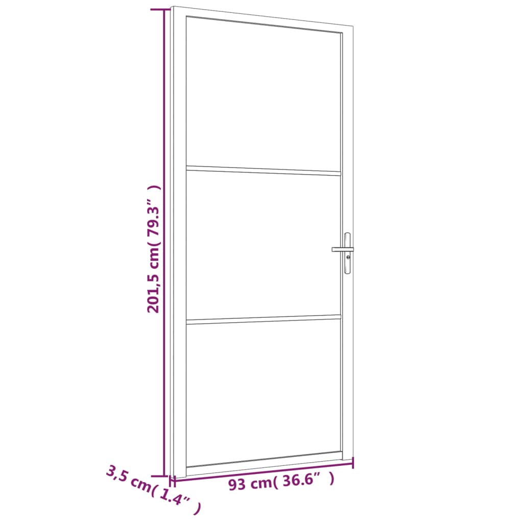 Sisäovi 93x201,5 cm musta mattalasi ja alumiini - Sisustajankoti.fi