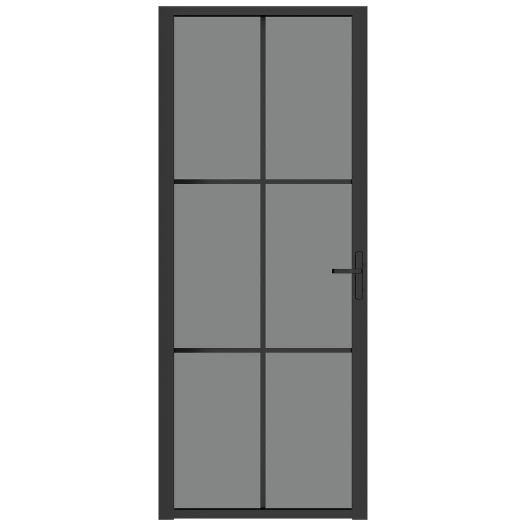 Sisäovi 83x201,5 cm musta ESG-lasi ja alumiini - Sisustajankoti.fi