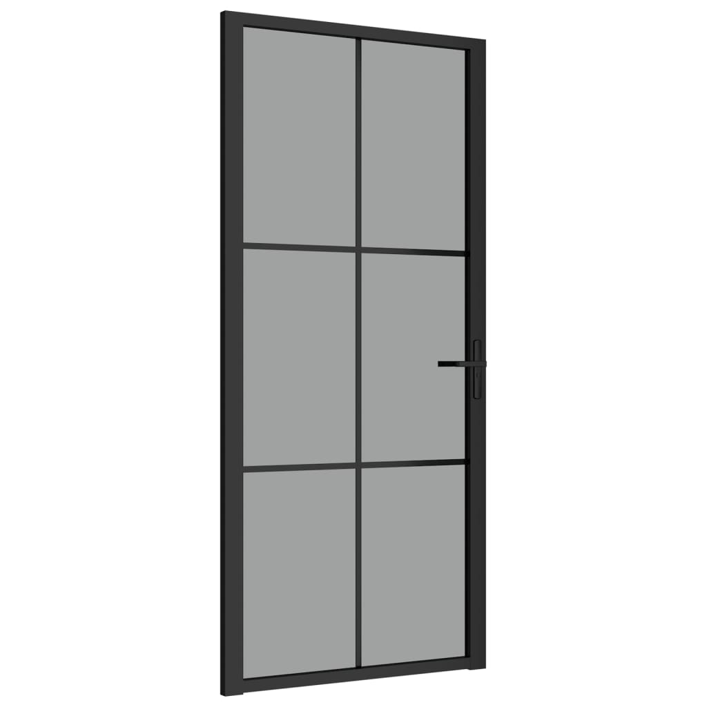 Sisäovi 93x201,5 cm musta ESG-lasi ja alumiini - Sisustajankoti.fi