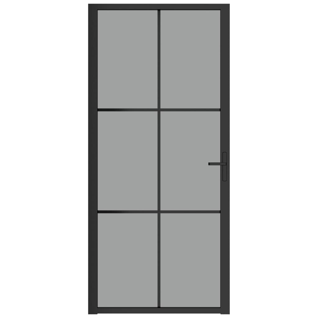 Sisäovi 93x201,5 cm musta ESG-lasi ja alumiini - Sisustajankoti.fi