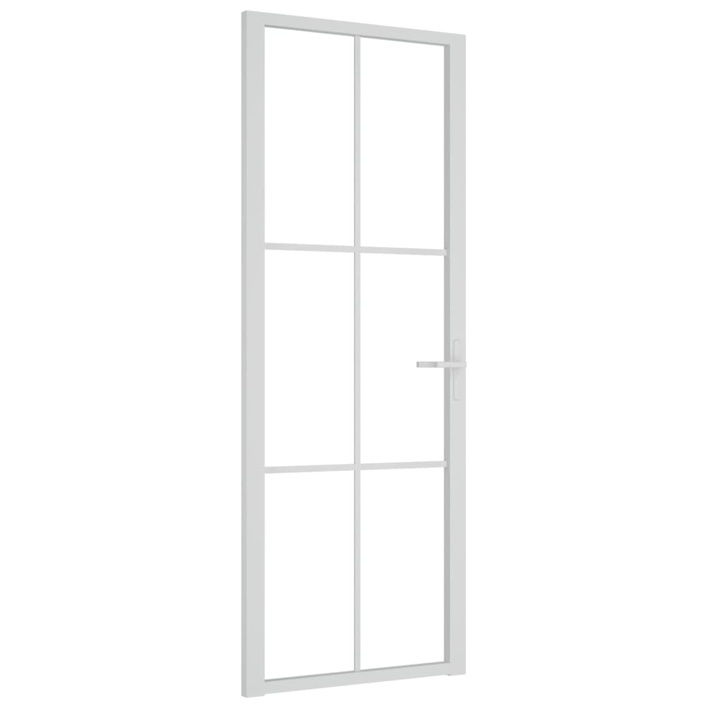 Sisäovi 76x201,5 cm valkoinen ESG-lasi ja alumiini - Sisustajankoti.fi