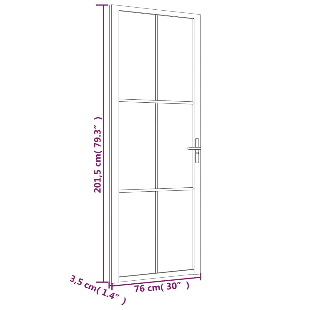 Sisäovi 76x201,5 cm valkoinen ESG-lasi ja alumiini - Sisustajankoti.fi