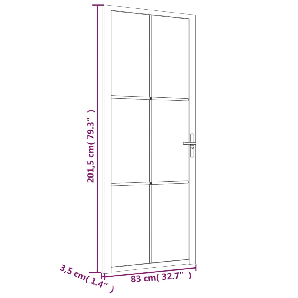 Sisäovi 83x201,5 cm valkoinen ESG-lasi ja alumiini - Sisustajankoti.fi
