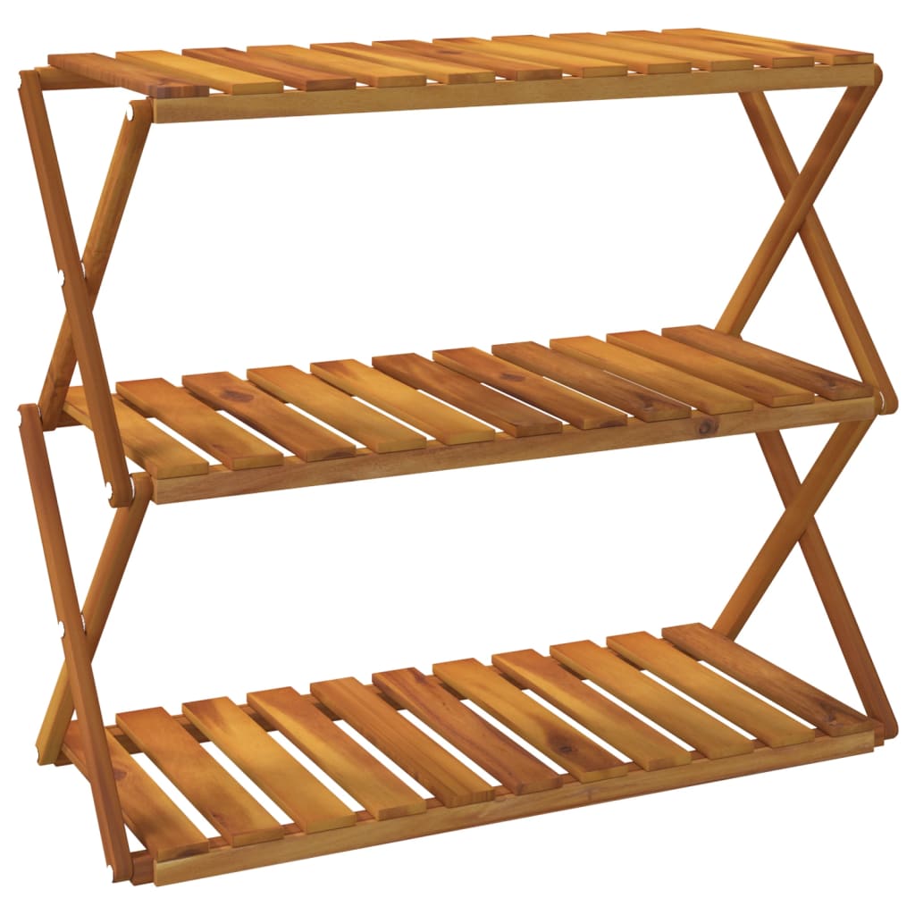 3-tasoinen Taitettava hylly ruskea 70x31x63 cm täysi akasiapuu - Sisustajankoti.fi