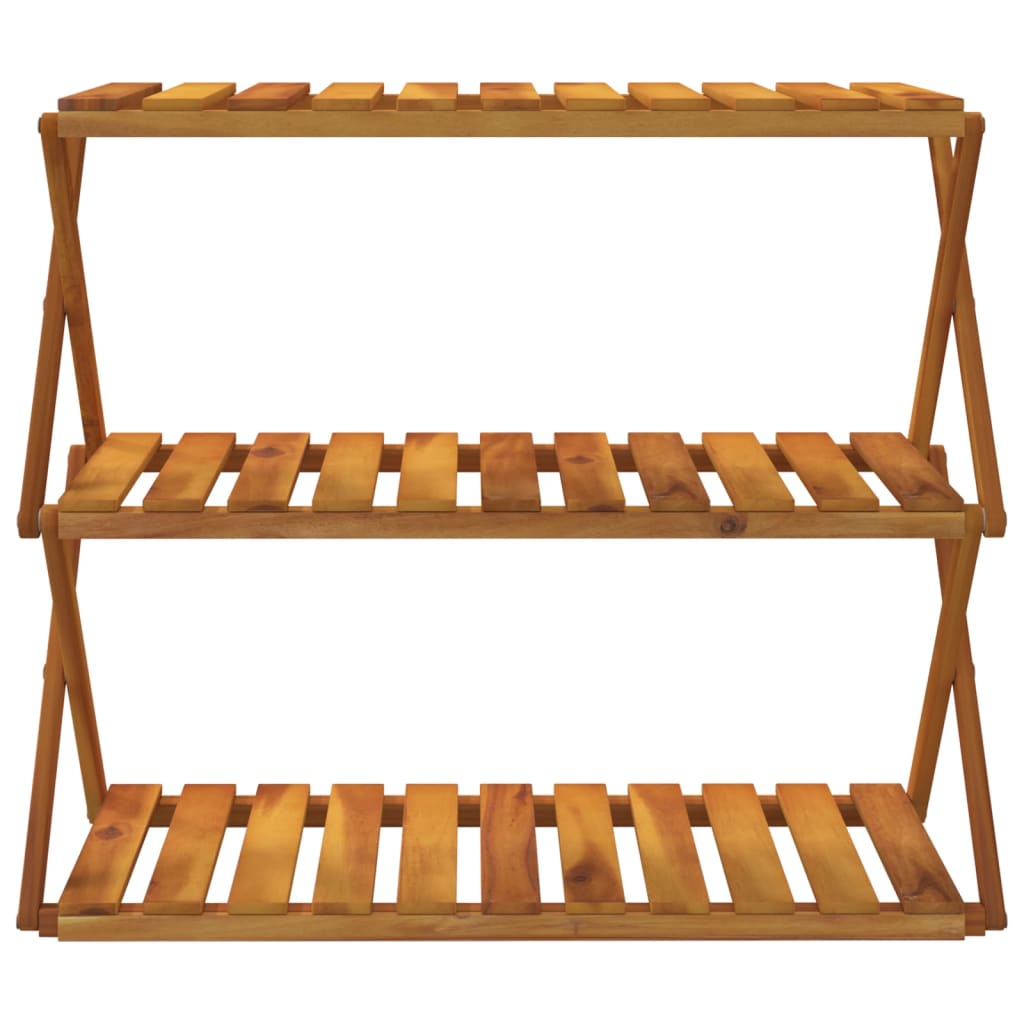 3-tasoinen Taitettava hylly ruskea 70x31x63 cm täysi akasiapuu - Sisustajankoti.fi