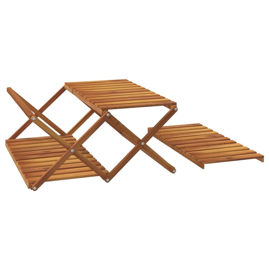 3-tasoinen Taitettava hylly ruskea 70x31x63 cm täysi akasiapuu - Sisustajankoti.fi