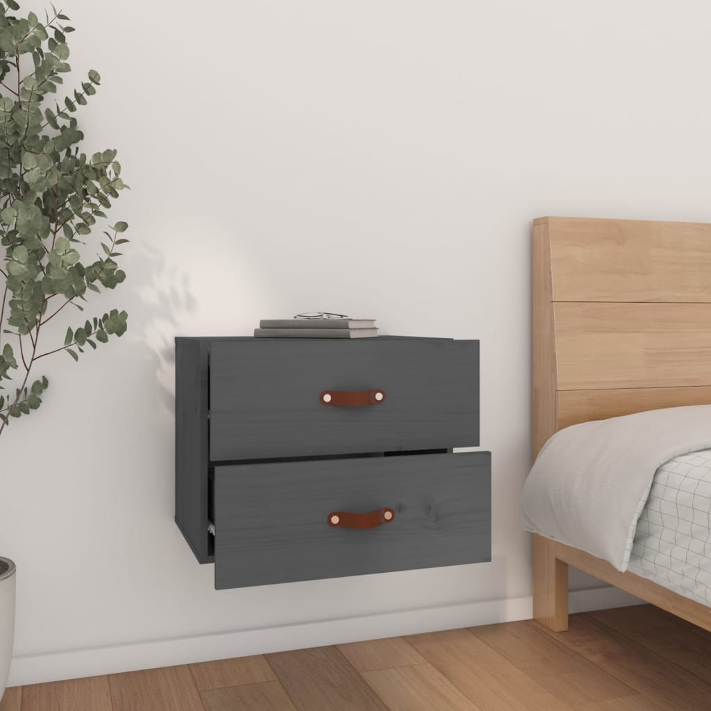 Seinäkiinnitettävät yöpöydät 2 kpl harmaa 50x36x40 cm - Sisustajankoti.fi